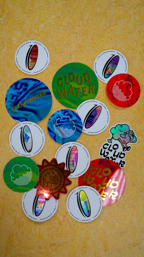 Collection of Cloudwater branded vinyl stickers, the mega sticker pack!