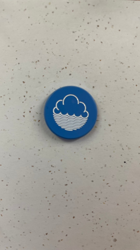 coloured enamel badge with Cloudwater logo - blue