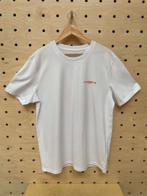 Cloudwater Unisex T-Shirt - White with Fuzzy logo