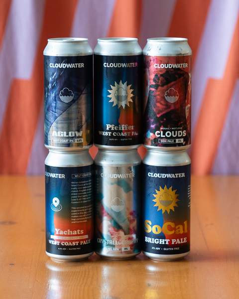 6 pack of West Coast Pale Ales, IPAs and Double IPAs, Cloudwater July 2025