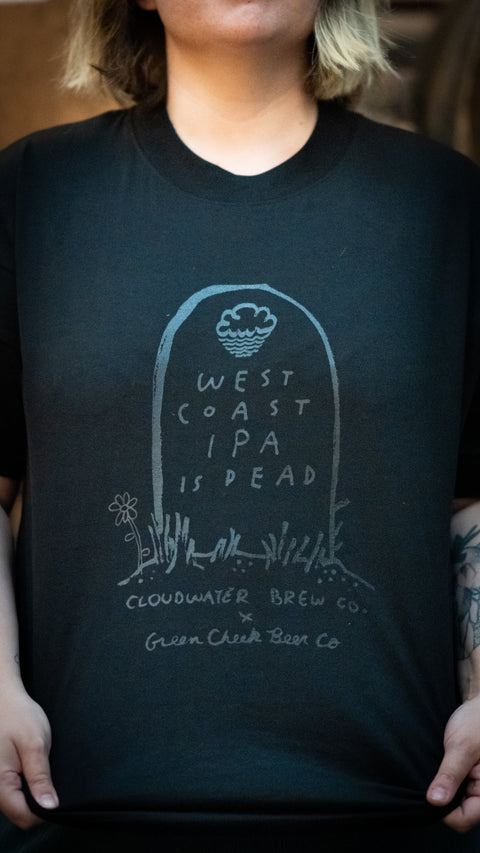 'West Coast IPA Is Dead' T-Shirt - Black on Black 🦇 💀🪦