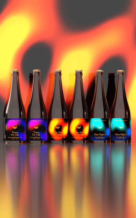Cloudwater 2025 Barrel Project Festive Releases. 6x 375ml mixed beers; 2x Trees For Life BA MCI Black Forest, 2x The Joy Of Living BA MCI Chocolate Orange and 2x Nine Nights Rum Single Barrel Imperial Stout