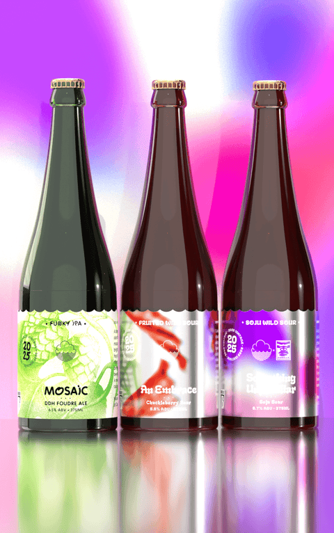Cloudwater 2025 Barrel Project Festive Releases. 6x 375ml mixed beers; 2x Mosaic DDH Foudre Ale, 2x An Embrace Chuckleberry Wild Sour Ale and 2x Something Unfamiliar Soju Wild Sour Ale