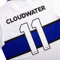 Back of White Cloudwater Brew x COPA Retro Football Shirt sports jersey with 'Cloudwater' branding and number 11 