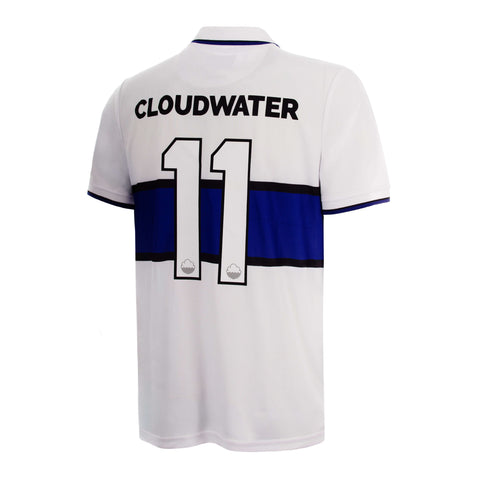 Back of White Cloudwater Brew x COPA Retro Football Shirt sports jersey with 'Cloudwater' branding and number 11 