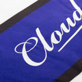Front of White Cloudwater Brew x COPA Retro Football Shirt sports jersey with blue stripe featuring 'Cloudwater' branding and Copa logo.