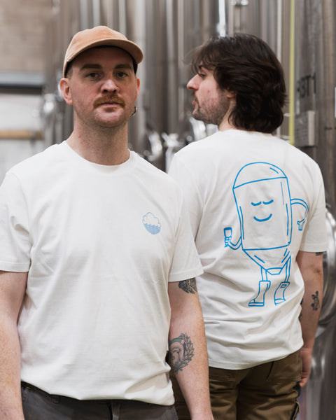 'Feevie' Off-White / Cyan T-Shirt