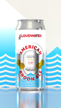 Cloudwater American Broon Ale, comforting seasonal craft beer from Manchester UK. 440ml can with white & blue label and large silver star in the middle