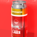 Red can of Cloudwater Vienna Lager with a mountainous background