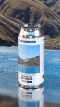 Cloudwater beer can with a scene of Aotearoa, New Zealand. The landscape that inspired Hooked On Aotearoa DDH IPA from Cloudwater Brew Co Manchester