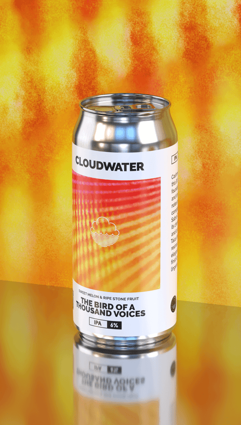 The Bird Of A Thousand Voices is an IPA by Cloudwater Brew Co that takes inspiration from DIPA v20, using two different yeast strains; lager yeast Diamond and finishing with Lallemand Verdant ale yeast to attempt to release these thiols into a grapefruit thiol/ester flavour profile. This results in a lighter body with a gentle haze, making for an easy to drink, almost classic-styled IPA.