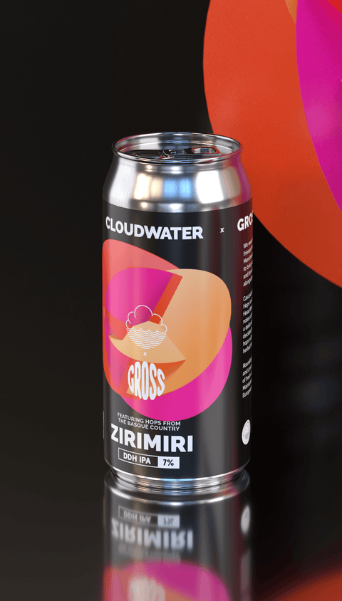 Zirimiri is a collaboration with GROSS Brewing from San Sebastian. A DDH IPA with Basque Cascade hops brewed by Cloudwater Brew Co, available in our hoppy mixed pack