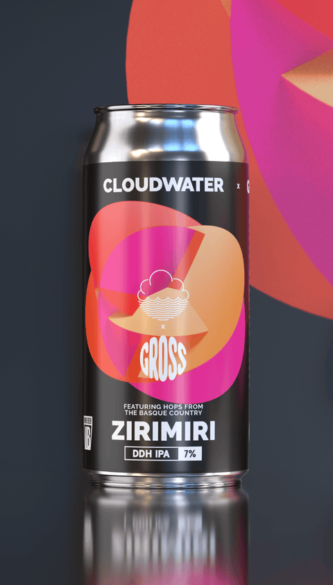Zirimiri is a collaboration with GROSS Brewing from San Sebastian. A DDH IPA with Basque Cascade hops brewed by Cloudwater Brew Co