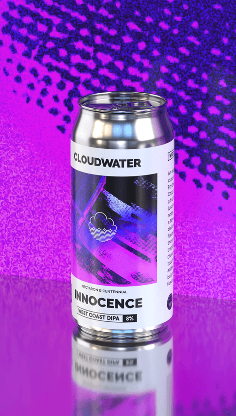 Innocence is a West Coast DIPA (or Double IPA) featuring Nectaron and Centennial hops by Cloudwater Brew Co, available in our hoppy mixed pack