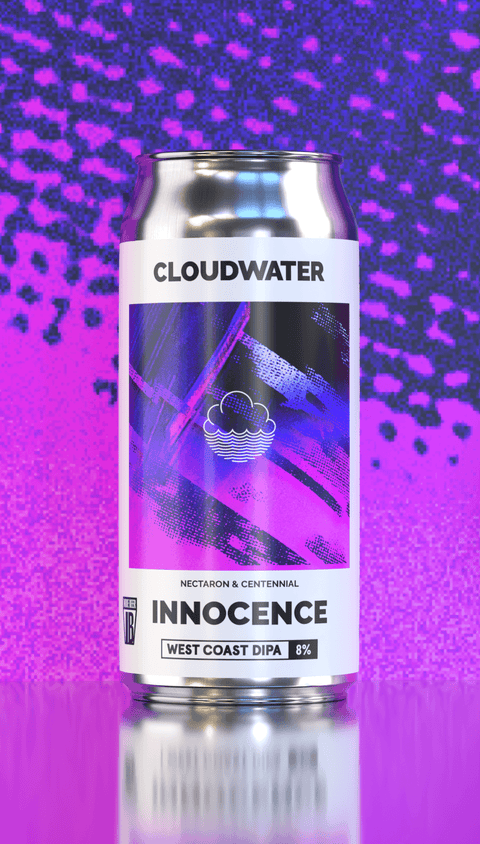 Innocence is a West Coast DIPA (or Double IPA) featuring Nectaron and Centennial hops by Cloudwater Brew Co