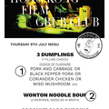 Promotional poster for Hong Kong Film + Grub Club event at Cloudwater Brew Co, Manchester. Come and enjoy the beauty of HK cinema, served alongside authentic hk-style dishes with Wong Dumplings. Thursday 9th July, 7pm. Film is 2046, Tickets £25 including film and grub