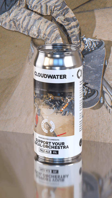 Can of Cloudwater x Manchester Camerata Pale Ale, Support Your Local Orchestra. The third collaboration between the two celebrating grass roots music