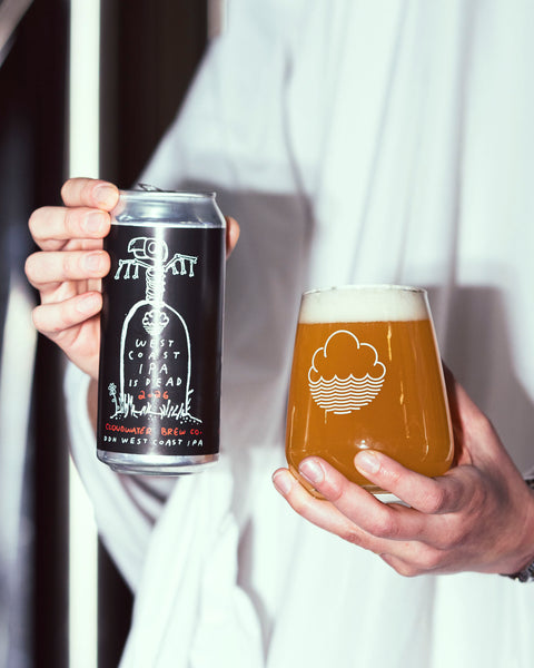 A spoOoOoOky ghost pouring West Coast IPA is Dead 2026, in collaboration with Green Cheek
