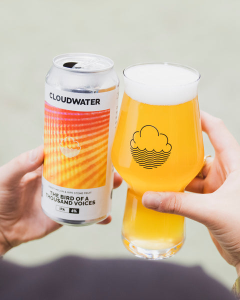 Person holding The Bird Of A Thousand Voices, 6% IPA by Cloudwater Brew Co, poured into a glass