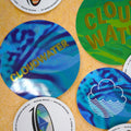 Collection of Cloudwater branded vinyl stickers, part of the mega sticker pack!