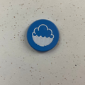 coloured enamel badge with Cloudwater logo - blue