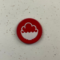 coloured enamel badge with Cloudwater logo - red