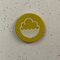 coloured enamel badge with Cloudwater logo - yellow