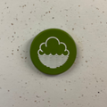 coloured enamel badge with Cloudwater logo - green