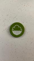 coloured enamel badge with Cloudwater logo - green
