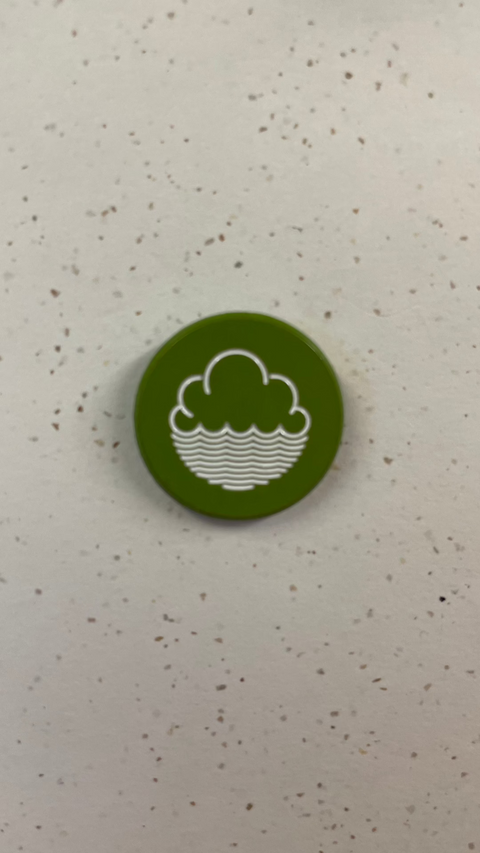 coloured enamel badge with Cloudwater logo - green