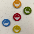 coloured enamel badges with Cloudwater Logo