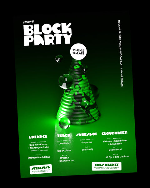Promotional poster for Manchester Beer Mile's Festive Block Party on 13th December 2025