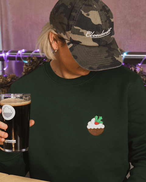 Embroidered Xmas Sweatshirt - Forest Green