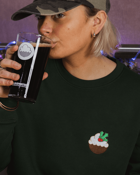 Embroidered Xmas Sweatshirt - Forest Green